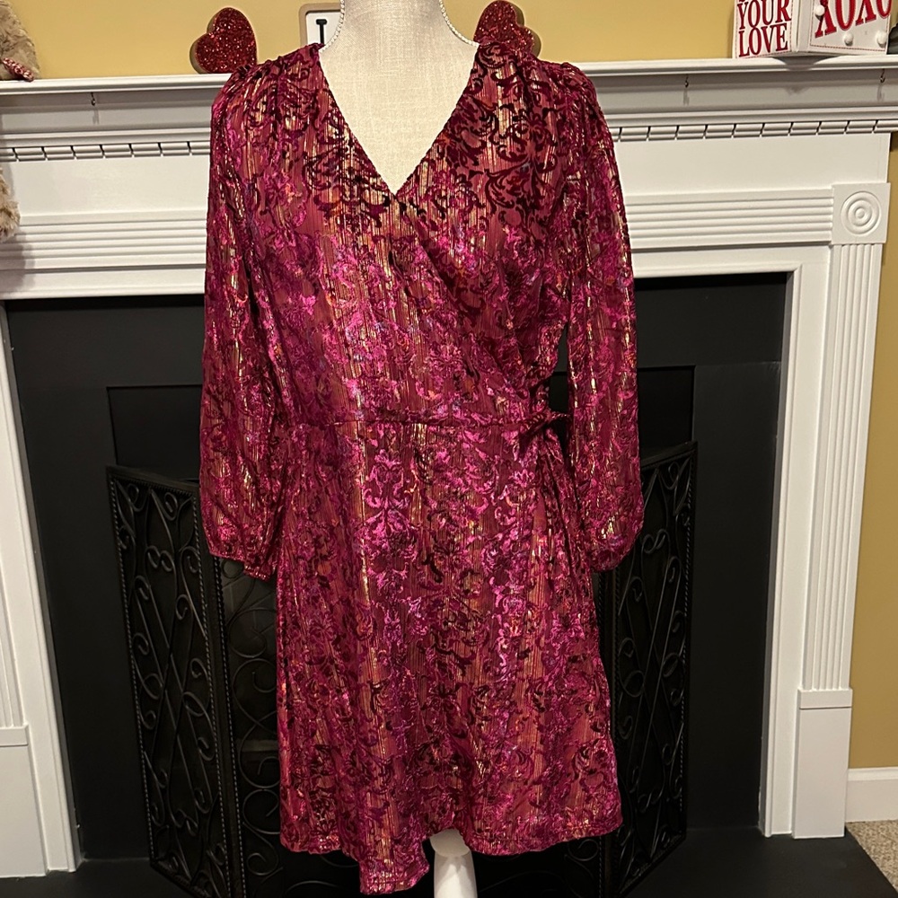 Elegant Pink and hints of gold Wrap Dress